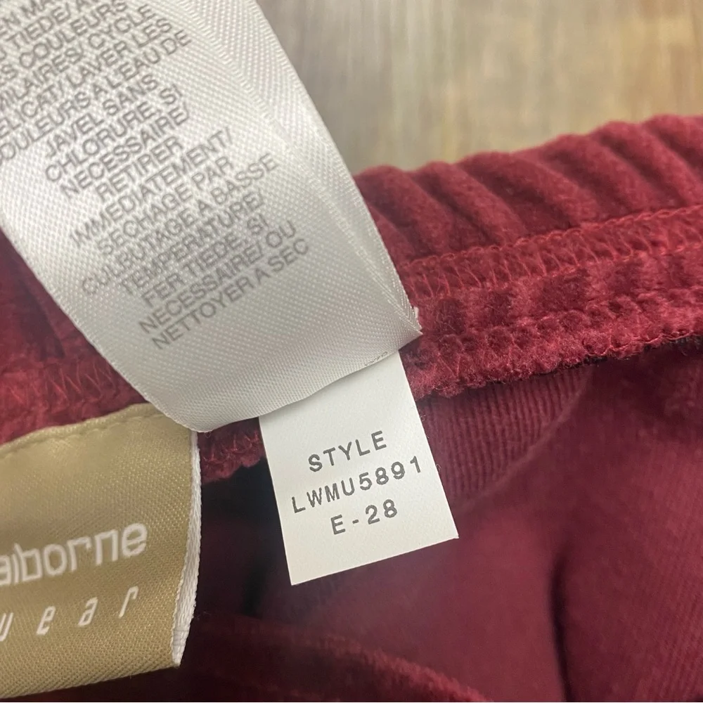 Liz Claiborne Maroon Lizwear Velour Lounge Pant Sweat Suit Soft‎ Stretchy XL
